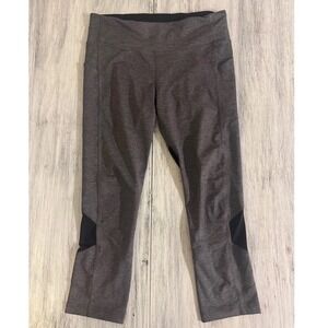 Lululemon Heathered‎ Gray Mesh Panel Crop Leggings with Pockets